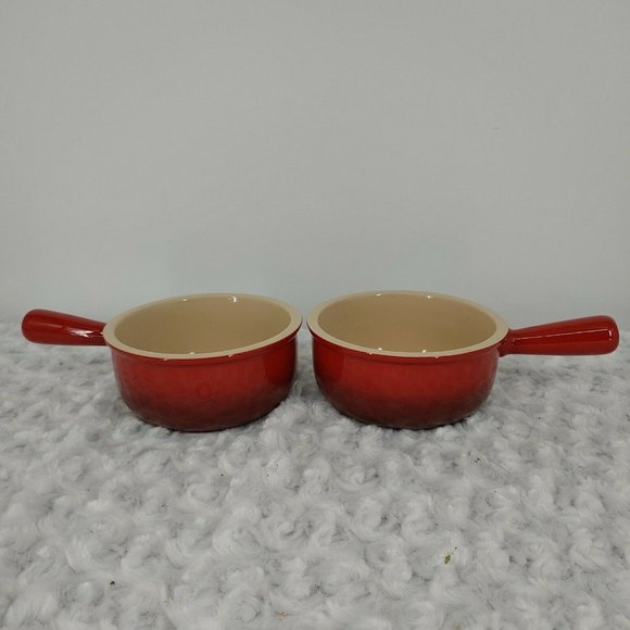 Le Creuset Other - Two Red Handled French Onion Soup Bowls Chili Bowl